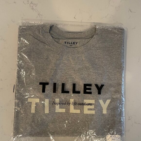 Tilley SS Casual Boyfriend Cut 100% Organic Cotton T Shirt Grey + White NIB - Picture 2 of 7